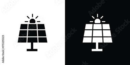 Solar panel icon fill vectors set for ui.