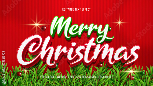 Editable text effect Merry Christmas 3d style