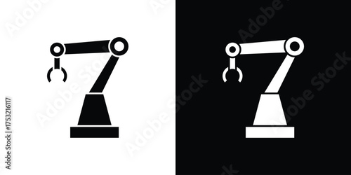 Robot arm icon fill vectors set for ui.