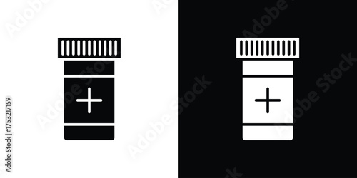 Pill bottle icon fill vectors set for ui.