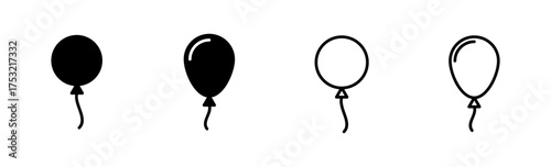 Balloon icon set. party balloon icon decoration birthday vector. Balloon black silhouette icon