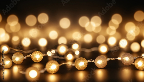 Guirlande lumineuse dorée sur fond flou – ambiance festive et élégante Noël nouvel an fête célébration