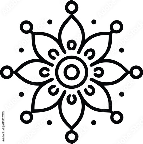 Intricate vector mandala design inspired by traditional alpona art featuring geometric patterns and vibrant colors for decorative applications