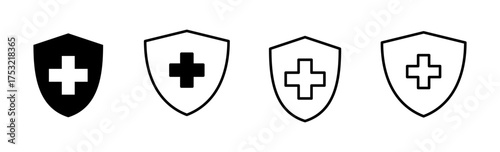 Health insurance icon set. Insurance health document icon