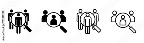 Hiring icon set. Search job vacancy icon. Human resources concept. Recruitment