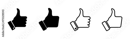Thumbs up icon set. Hand like. Like icon vector.