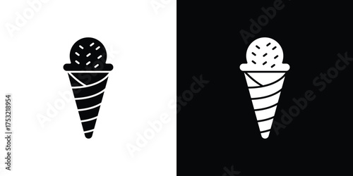Ice cream cone icon fill vectors set for ui.