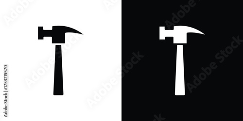 Hammer icon fill vectors set for ui.