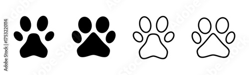 Paw icon set. paw print icon vector. dog or cat paw