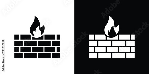 Firewall icon fill vectors set for ui.