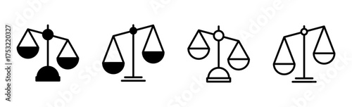 Scales icon set . Law scale icon. Justice sign