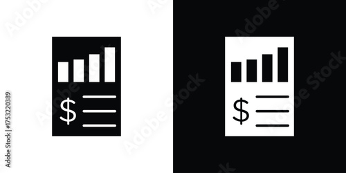 Financial report icon fill vectors set for ui.