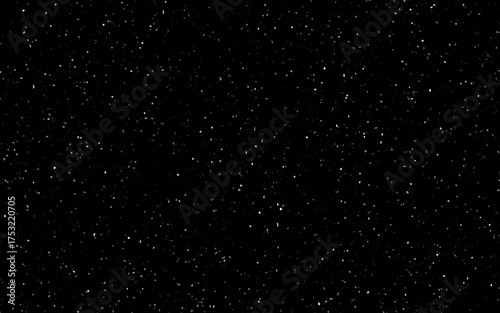 Falling snow flakes. Twinkling lights on black background. Starry nights background. Distressed uneven noise texture overlay. Glowing small particles or snowfall.	