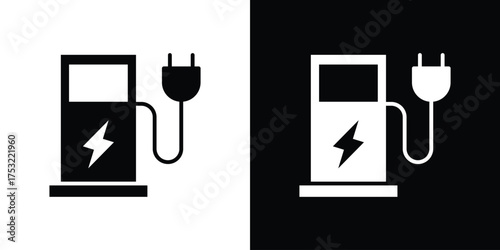 Charging station icon fill vectors set for ui.