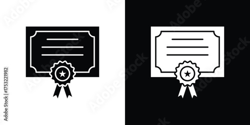 Certificate icon fill vectors set for ui.