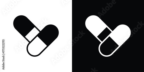 Capsule icon fill vectors set for ui.