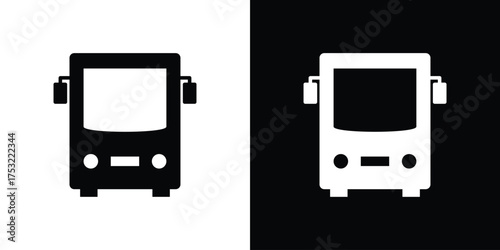 Bus icon fill vectors set for ui.