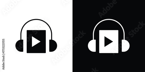 Audiobook icon fill vectors set for ui.