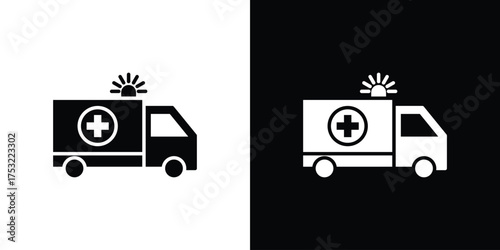 Ambulance icon fill vectors set for ui.