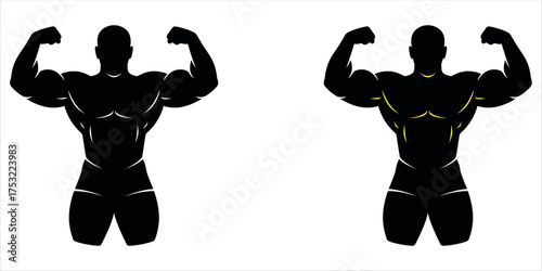 Vector illustration of a muscular silhouette in a strong pose — perfect for fitness logos, gym branding, and bodybuilding design concepts.