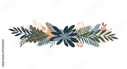 Elegant arrangement of assorted winter foliage and delicate berries.