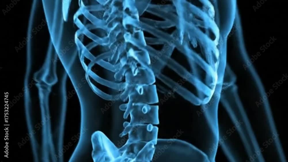 Human Body Skeletal X Ray Anatomical Medical Illustration Spine Ribs ...