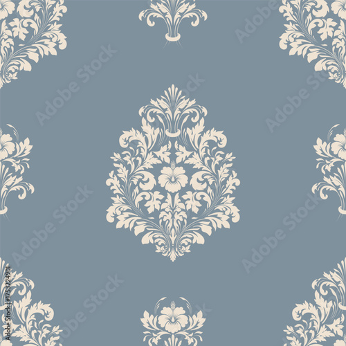 Damask modern seamless pattern element. Vintage classical old fashioned damask ornament, seamless texture for wallpapers, textile.