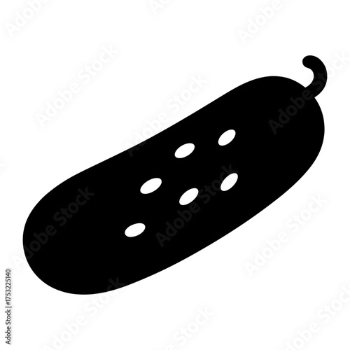 Illustration of a black cucumber with white seeds on a white background
