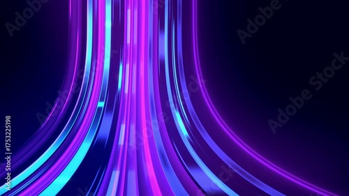 Vibrant Neon Light Trails Flowing Upwards Abstract Background.
