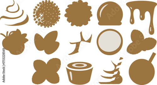Chocolate Desserts Food Silhouettes Collection of Sweet Treats and Confectionery Elements