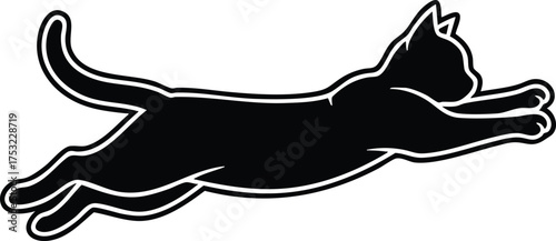 Silhouette of a Black Cat Leaping with Grace and Agility.