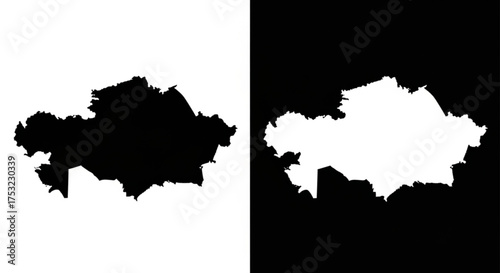 Kazakhstan map icons in contrasting black and white minimalist style