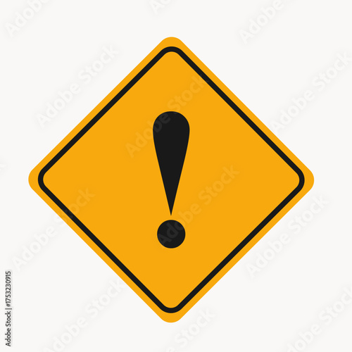 Vector art of exclamation mark sign yellow diamond sign with an exclamation mark, indicating a general warning or potential danger ahead