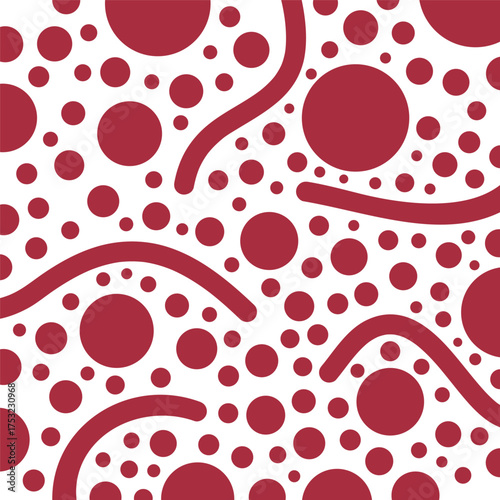 red and white abstract polka dots shape pattern wallpaper background