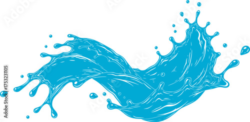 Black Vector Silhouette of Dynamic Liquid Splash and Droplets - Abstract Flow	