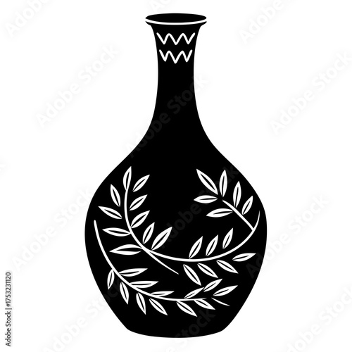 The elegant silhouette of a handmade terracotta vase with a narrow neck and rounded base