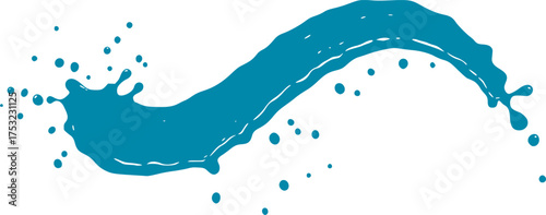 Black Vector Silhouette of Dynamic Liquid Splash and Droplets - Abstract Flow	