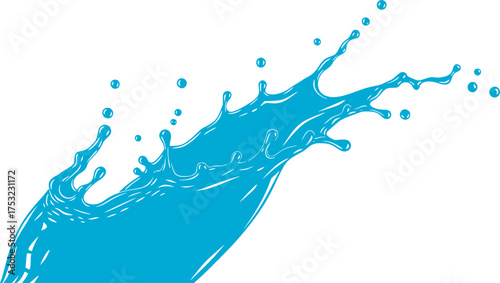 Black Vector Silhouette of Dynamic Liquid Splash and Droplets - Abstract Flow	