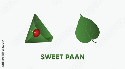 Traditional Sweet Paan Leaf Wrapped with Betel and Cherry Decoration