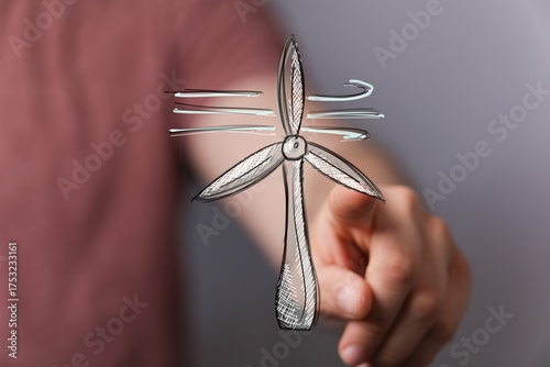 Sketch of a wind turbine, h...