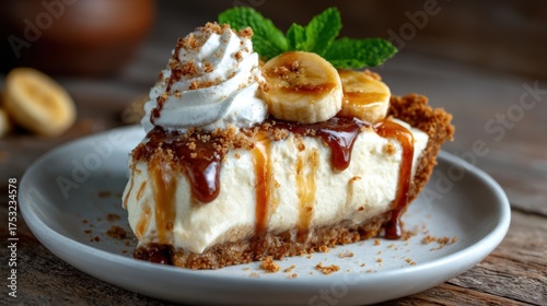 Wallpaper Mural This delightful banana cream pie features a rich filling, topped with whipped cream and fresh banana slices, perfect for any dessert lover’s sweet cravings and celebrations. Torontodigital.ca