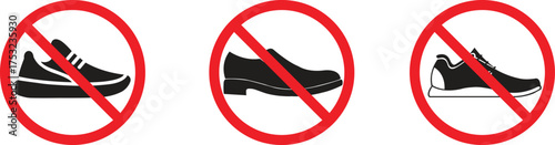 No Shoes Prohibition Sign Vector Set Keep Area Clean No Footwear Allowed

