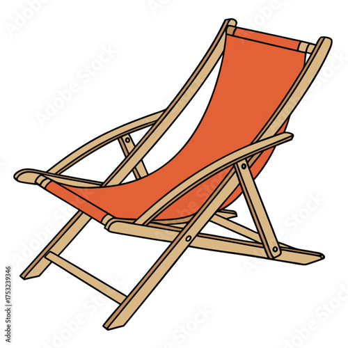 An illustration of a simple, adjustable deck chair or sling chair.