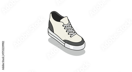Stylish isometric sneaker design in monochrome palette