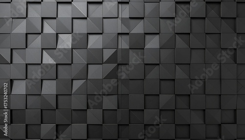 Obraz na płótnie Modern Black Tile Wall Design モダンな正方形の黒いタイル壁のデザイン