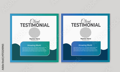 Client testimonial template design. client feedback social media post design template. 