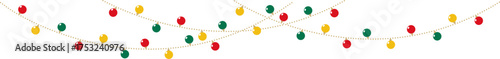 Colorful christmas lights vector illustration string garland set