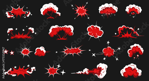 Dynamic comic style explosion and impact set on dark background