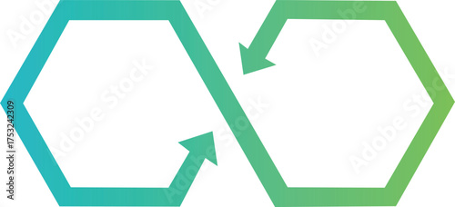 hexagon arrow diagram process flow exchange cycle illustration business workflow concept geometric isolated on white background.