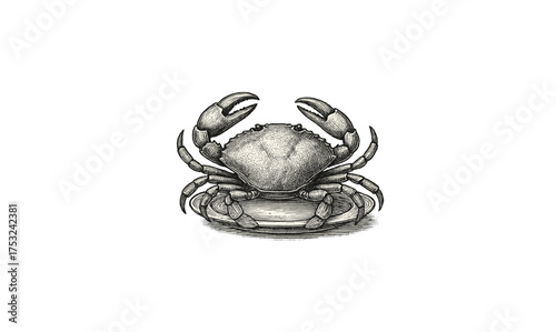 Detailed hand-drawn crab in vintage style